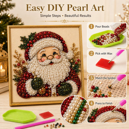 🎄 LAST DAY 49% OFF – Premium 3D Pearl Christmas Diamond Painting Art Kit | Luxury Flocked Canvas with Scratch-Resistant Non-Fading Pearl Beads DIY Holiday Decor 🎅⛄️❄️