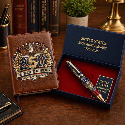 Father's Day gift 一 USA 250th Anniversary Notebook & Pen Set, 1776-2026 Patriotic Gift
