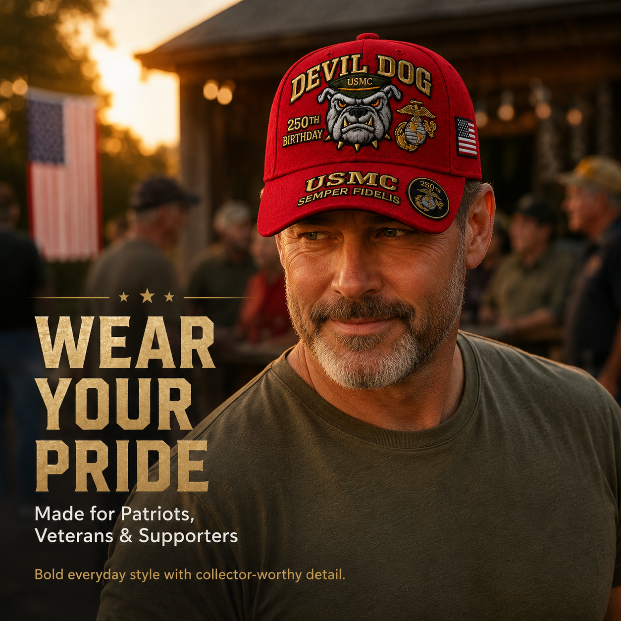 ❤️Devil Dog USMC 250th Birthday Commemorative Cap 🎁 Free Honor Coin With Every Cap Purchase