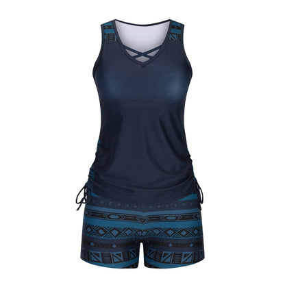 Women's Tummy Control Tankini Set with Built-In Bra – Flattering Boho Swimwear with Shorts💝