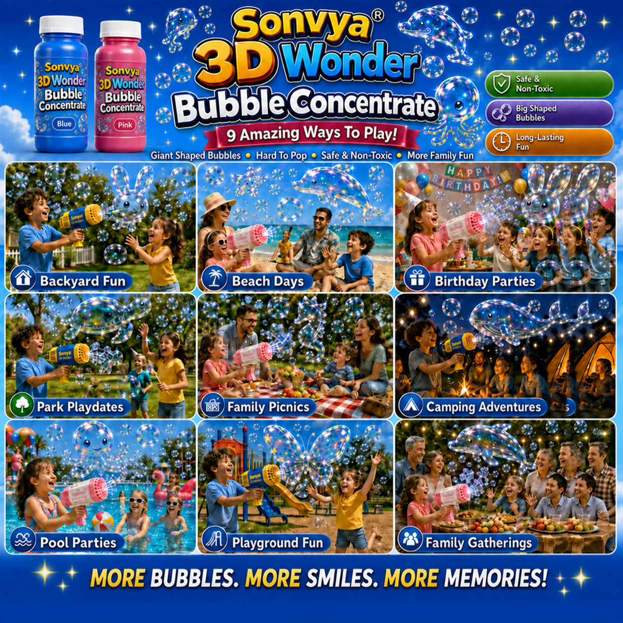 Perfect Gift for Kids | Super 3D Wonder Bubble Concentrate —— Animal & Ocean Fantasy Theme