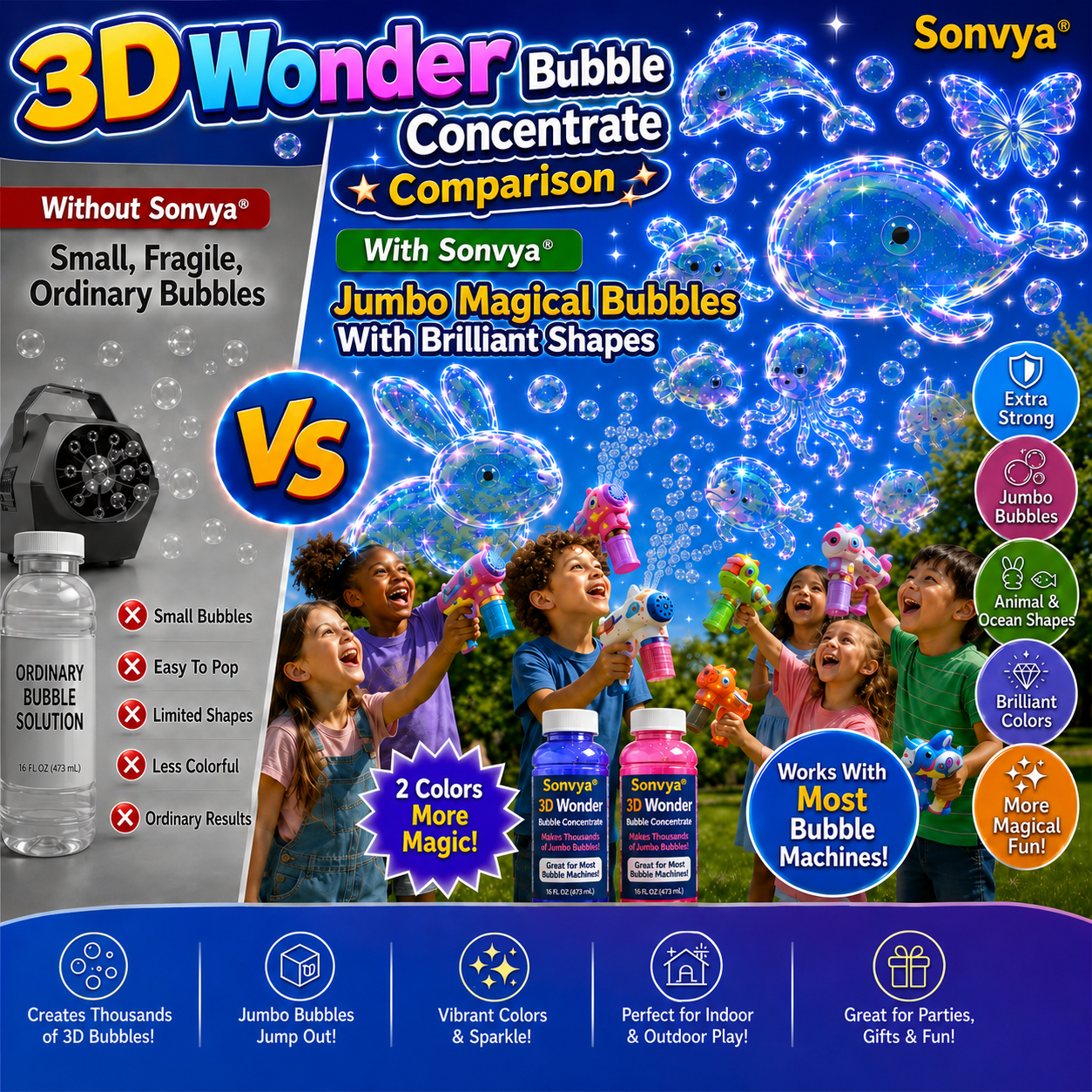 Perfect Gift for Kids | Super 3D Wonder Bubble Concentrate —— Animal & Ocean Fantasy Theme