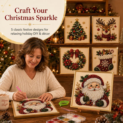 🎄 LAST DAY 49% OFF – Premium 3D Pearl Christmas Diamond Painting Art Kit | Luxury Flocked Canvas with Scratch-Resistant Non-Fading Pearl Beads DIY Holiday Decor 🎅⛄️❄️
