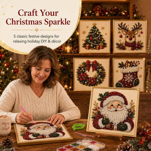 🎄 LAST DAY 49% OFF – Premium 3D Pearl Christmas Diamond Painting Art Kit | Luxury Flocked Canvas with Scratch-Resistant Non-Fading Pearl Beads DIY Holiday Decor 🎅⛄️❄️