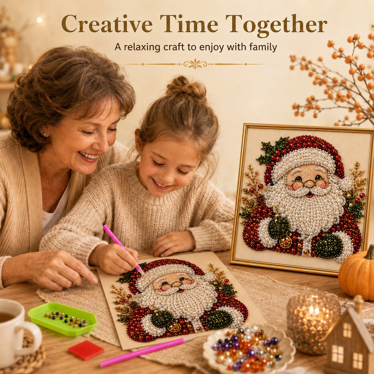 🎄 LAST DAY 49% OFF – Premium 3D Pearl Christmas Diamond Painting Art Kit | Luxury Flocked Canvas with Scratch-Resistant Non-Fading Pearl Beads DIY Holiday Decor 🎅⛄️❄️