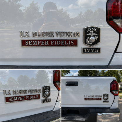 U.S. Marines Veteran Semper Fidelis Car Emblem Metal Badge