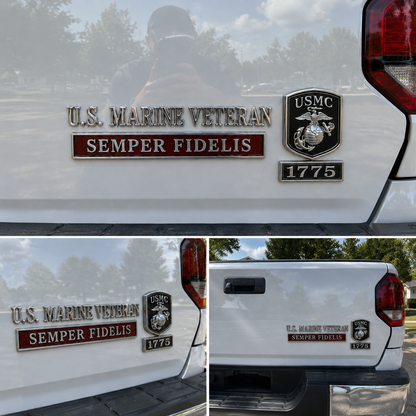 U.S. Marines Veteran Semper Fidelis Car Emblem Metal Badge