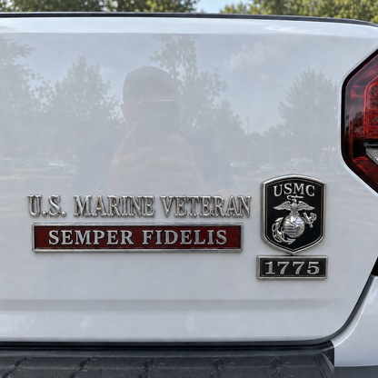 U.S. Marines Veteran Semper Fidelis Car Emblem Metal Badge