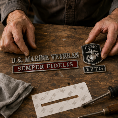U.S. Marines Veteran Semper Fidelis Car Emblem Metal Badge